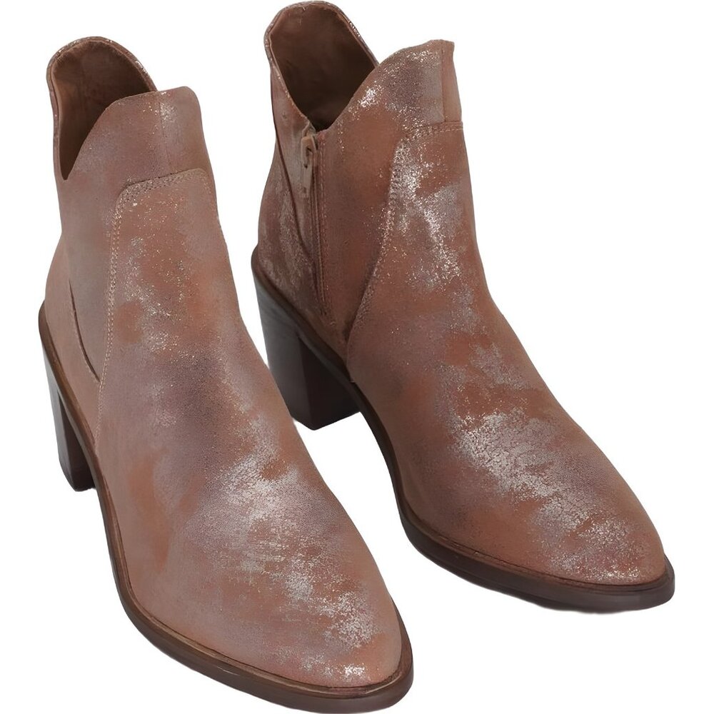 Seychelles Brown Metallic Leather Heeled Ankle Boots